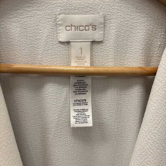 Chico's Faux Suede Open Front Light Gray Jacket Size 8/10 Medium Chico's Size 1 - Picture 2 of 15